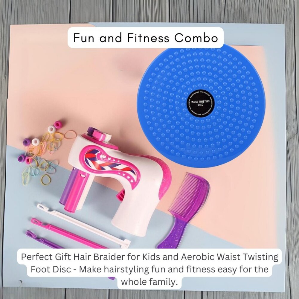 Hair Braider for Kids & Aerobic waist twisting foot disc Pack1 Combo Pack